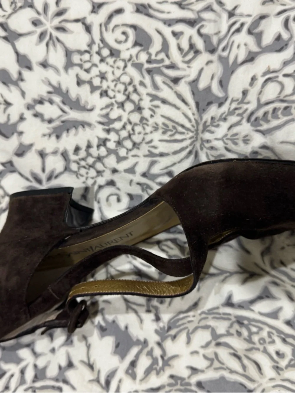 Vintage Saint Laurent Brown Suede Pointed Strappy Heels size 8 N - made in Italy - Picture 10 of 11